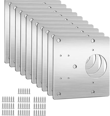 Hinge Repair Plate,10 PCS Cabinet Hinge Repair Plate with with 60pcs Screws,Stainless Steel Kitchen Cupboard Door Hinge Repair Brackets with Holes