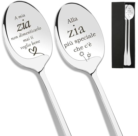 Regalo Zia Natale,Regalo Zia,Zia Regalo,Regalo Donna Compleanno,Regalo per Zia,Regalo Natale Zia,Regalo per Zia da Nipote,Idee Regalo Casa,2pcs Cucchiaini da Caffè Acciaio Inossidabile
