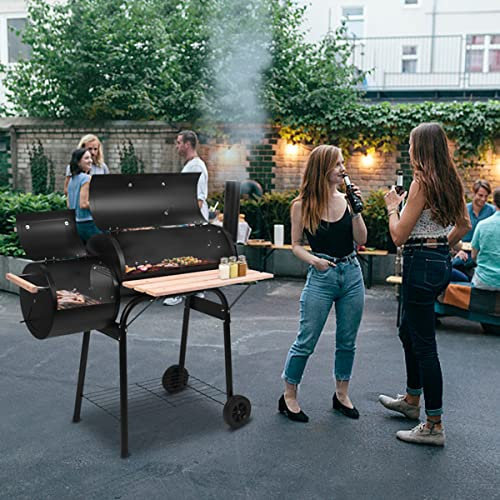 Barbecue Portatile a Carbone, Barbecue da Tavolo per Esterni, Piccolo Barbecue con Ruote robuste e termometro, Barbecue e affumicatore Multifunzionale a Pellet di Legno per Cucinare all'aperto, Camp