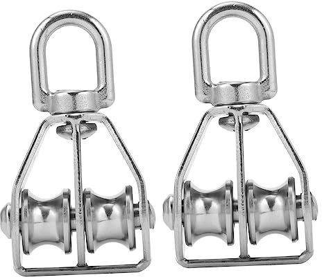 BUGUUYO 2stücke Doppelter Edelstahl-umlenkrollenblock Tragfähige Drehbare Seilrolle Für Zugarbeiten Bootsfahrt Fitness Rigging Zubehör