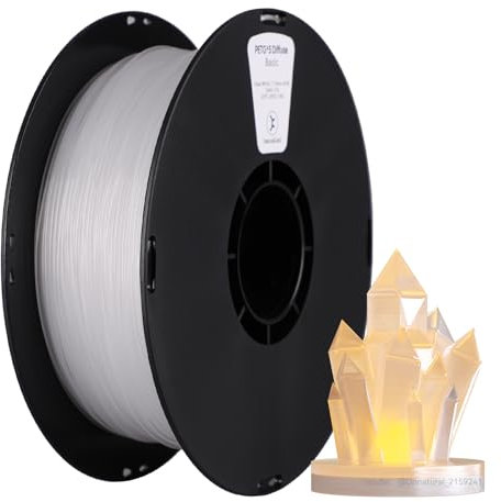 kexcelled PETG Diffuse Filament 1,75 mm, Weiches Licht Streuung, für Leuchte, 3D Druck Filament +/- 0,03 mm, 1 kg Spule, Kompatibel mit Meisten FDM-Druckern, Klar Weiß