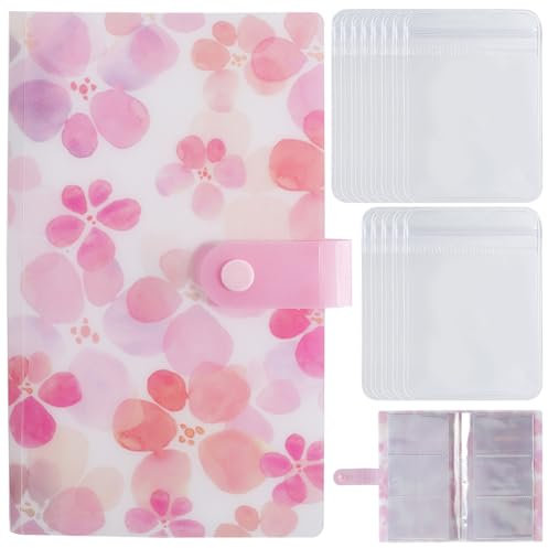 CREATCABIN Organizador de Joyas, Organizador de Pendientes, Estuche para Guardar Joyas, Soporte para Libros, 120 ranura con Pequeña Bolsa Transparente para Collar, Pulsera, Anillo, para Viajes, Regalo