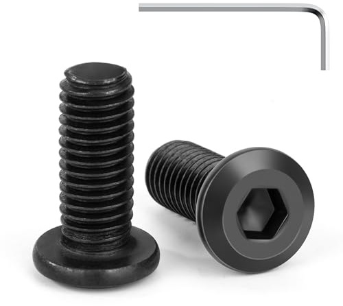 Tunejoy 20 Pièces Vis à Tête Plate M8 x 20 mm Noir Vis à Six Pans Creux en Acier Inoxydable A2 V2A Boulons de Meubles Hexagonale avec Clé Allen Filetage Complet