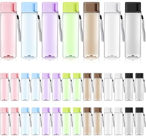 MSYU 35 Pcs Water Bottle Bulk, 500 ml Plastic Sports Bottles with Handle Strap, Portable Gym Water, Large Travel Leak-proof Drinking Bottles for School, Travel, Fitness
