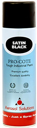 Pro-Cote Satin Black Spray Paint - High-Performance Industrial Acrylic Spray Paint for Metal, Wood & Plastic - Weather & Abrasion Resistant - Fast Drying - Suitable for Overcoating Primers - 500ml