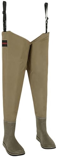 pykaaiiu Wathose, Watstiefel, Angelhose, Herren Wathose, wasserdicht und atmungsaktiv, aus Gumminylon, geeignet für Angeln, Bauernhof, Garten(Braunes Khaki,LL)