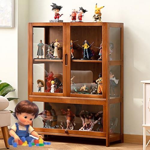 Pounjsd Curio-Schrank, Eckvitrine, Bücher vitrinenschrank, Glasvitrine Vitrine für Sammlerstücke, Sammlervitrine Stehend, Vitrine mit Acryltür, für Sammlerstücke Bücher Wein, 80 * 32 * 106CM