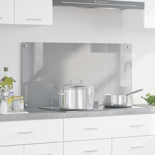vidaXL Küchenrückwand Hellgrau 100 x 50 cm Gehärtetes Glas | Hitzebeständiges Einscheibensicherheitsglas, Moderner, schlanker Look für jede Küche,