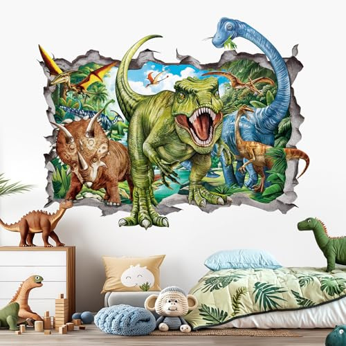 decalmile Wandsticker Dinosaurier Wandtattoo Dschungel Dino | Abziehbare und Aufklebbare Wandaufkleber, DIY Abnehmbare Wandkunst Abziehbilder, Wandfreundlich, Leuchtenden Farben