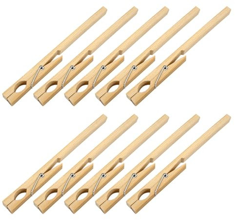 Juego de 10 soportes de tubo de prueba seguros para la escuela y el laboratorio industrial, pinzas de tubo de prueba de madera, se ajustan a tubos de prueba de 10-20 mm