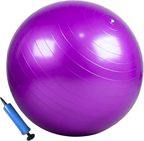 VIVAAS Anti-Burst Gym Ball 75cm- Exercise Birthing Ball Yoga Swiss Core Fitness core strength training, stretching, toning, resistance, Pregnancy And Labour With Hand-pump included (Purple)
