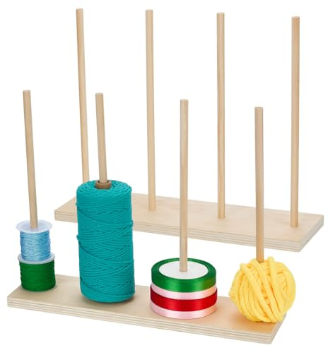 FINGERINSPIRE 2 Set Band Organizer Aus Holz 36x9.7x28.2cm Bandspulenhalter Organizer Aufbewahrung Aufkleberrollenhalter Zum Nähen Basteln Häkeln Garn Band Kranzrolle Floristen Geschenkverpackungen