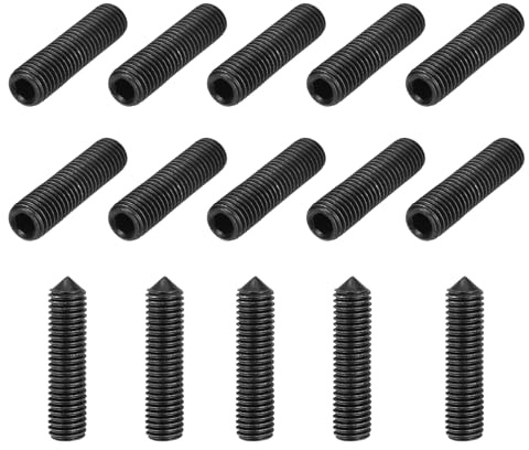 sourcing map Gewindestifte mit Kegelspitze, M12 x 50 mm, Karbonstahl, Innensechskant-Gewindestifte für Badezimmerarmaturen, Reparatur, Möbel, DIY-Projekte, 15 Stück