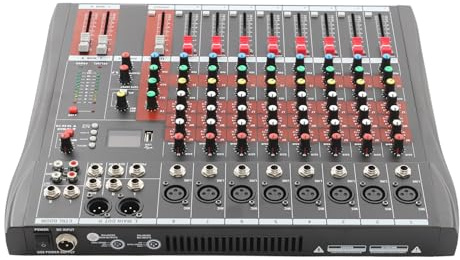 C-Juzarl Mischpult 8 Kanäle Audio Mixer Stereo Sound Mischkonsole Bluetooth USB Aufnahme Computerwiedergabe Phantomspeisung Digital Audio Mixer Verstärker