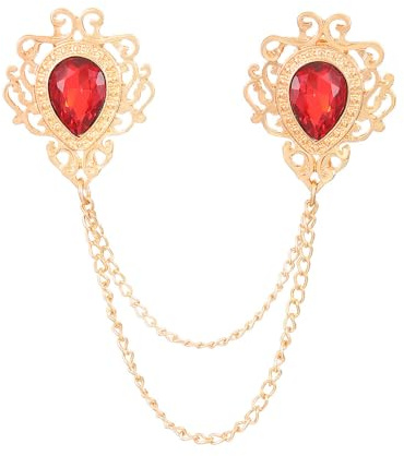 BWOOOWE Tropfenform Kristall Brosche Kragen Kette Quaste Anstecknadel Schmuck Doppelbrosche Vintage Ornament Damen Accessoire