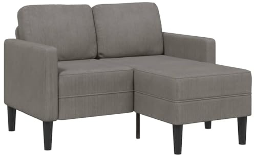 INLIFE 2-Sitzer-Sofa mit Chaiselongue L-Form Hellgrau 125 cm Leinen,Möbel,Sofas,Grau,27.2 KG,4107076