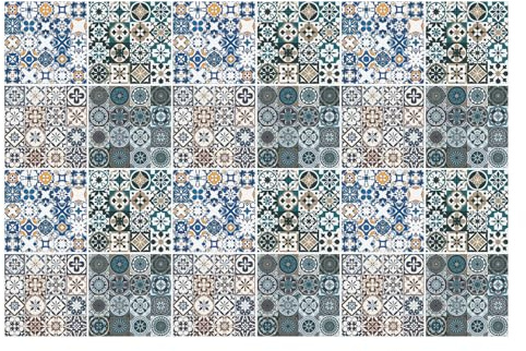 Baldosa adhesiva – vinilo resistente – fácil limpieza – 20x20 cm – lote 24 – antisalpicaduras cocina - Mosaico de azulejos de colores
