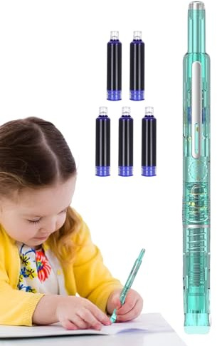 Pluma estilográfica recargable genérica, instrumento de escritura con 5 cartuchos de tinta | 0,38 mm punta fina herramienta de cálculo suministros de oficina para bocetos de escritura y periódico