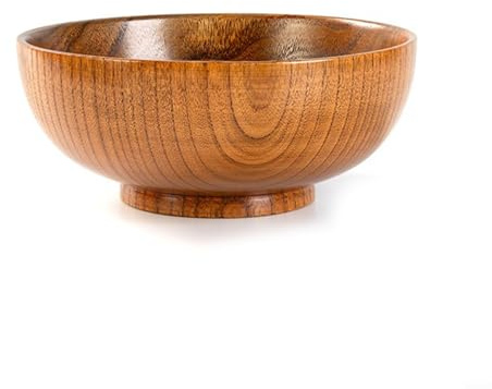 Bol en bois pour riz, soupe et salade, vaisselle en bois naturel avec design japonais, robuste et facile à nettoyer, récipient alimentaire pour cuisine, salle à manger (20 cm)