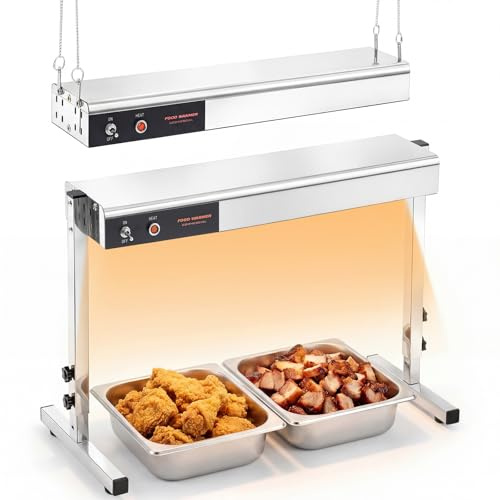 Copkim 24 Inch Food Heat Lamp, 750w Commercial Food Warmer Electric Heating Lamp Overhead, Hanging & Freestanding Dual-use Heat Lamps for Restaurant Buffet Catering Kitchen 110v