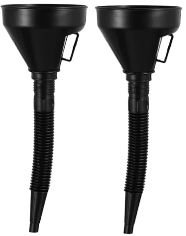 FUNOMOCYA Lot de 2 Entonnoirs à Huile Moteur en Plastique Noir avec Large Ouverture et Filtre Intégré Compatibles Voiture et Moto pour Carburant Essence et Kérosène Outil Pratique pour
