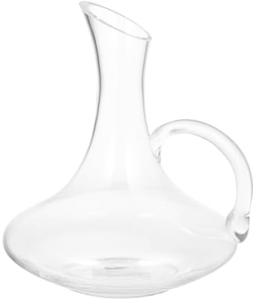HOMSFOU Decantador de Vidrio sin Plomo con Asa, 1 Pieza, Jarra para Vino Tinto con Boca Inclinada, Dispensador de Bebidas para Uso en Hogar y Bar, Accesorio para Decantar Vino y Whisky