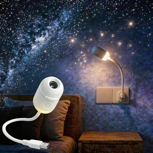 Proiettore Stelle Soffitto, 2 in 1 USB Luce Notturna Bambini, Proiettore Cielo Stellato Lampada Galattica LED orientabile a 360°, per decorare il soffitto Lampada Proiettore Stelle Bambini Adult