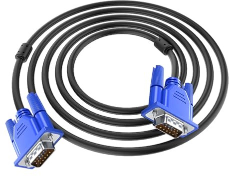 Cable VGA a VGA, Cable VGA Macho a Macho 1,8 m, Conectores Dorados 15 Pines, PC, Portátil, Monitor, TV y Proyector, Resolución hasta 1920x1200 Full HD (1080p), Transmisión de Video Nítida y Estable