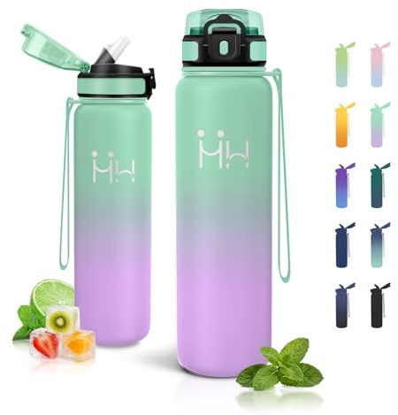 JAPORIA Gourde Isotherme 1L, Gourde avec Paille, Bouteille Étanche, Facile à Nettoyer, Réutilisable, sans BPA Inodore, Bouteille D'eau pour Camping, Randonnée, Sport, Outdoor