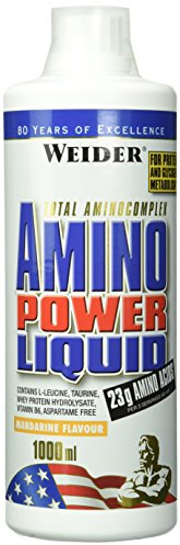 Weider Amino Power Liquid 1L Tangerine, Essential Amino Acids, L-leucine, Free Taurine, Vitamin B9