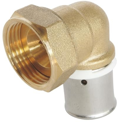 SOMATHERM FOR YOU, Raccord à sertir écrou tournant coudé 20/27 pour tube PER Ø20 - Installation rapide et fiable, acier inoxydable, compatible avec profils H, U, RF, pression max 10 bars