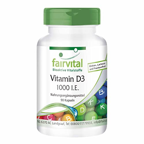 Fairvital | Vitamin D3 1000 I.E. - 90 Kapseln - 25mcg Cholecalciferol pro Kapsel