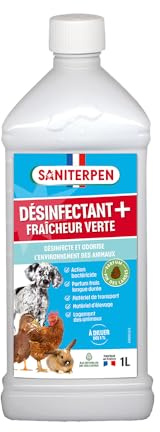 SANITERPEN - Désinfectant Plus Fraîcheur Verte - Désinfectant Parfumé de Surfaces Spécial Lieu de Vie des Animaux et Usage Domestique - Bactéricide - Fabrication Française - Flacon 1 L