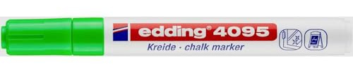 edding 4095 kolmarker – ljusgrön – 1 kolpenna – rund spets 2–3 mm – vattenlöslig penna med medium spets för krittalvor, fönster, glas, speglar – flytande kolmärkpennor för opak täckning