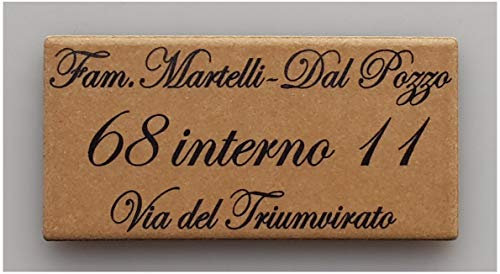 GUIZZO Creart - Targa Personalizzata con Nomi/Via Ceramica, Targhetta Personalizzata Modificabile con Numero Civico Esterno, Targhetta Porta Ingresso Personalizzata Made in Italy 10x5H cm, Beige Scuro