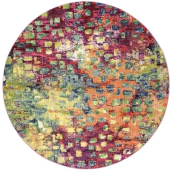 RugVista Davina Teppich, Ø 250 cm, Mehrfarbig | Moderne, Rund, Niedriger Stapel, Nur chemische Reinigung, Oeko-Tex 100, Wohnzimmer, Esszimmer, Schlafzimmer, Küche