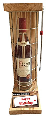 Asbach Uralt - Geburtstag Geschenk Eiserne Reserve Gitter Text rot: Happy Birthday Brandy (1 x 0.70 l)