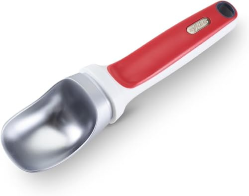Zyliss The Right Scoop Ice Cream Scoop – Heavy Duty with Ergonomic Handle – Non Stick, Dishwasher Safe – Ideal for Hard Ice Cream, Sorbet, & Sundaes – Random Colors in Red, Blue, Green, Gray