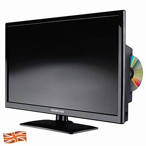 Vision Plus 24 Inch Full HD LED 12v / 24v Volt Caravan TV with Built-in DVD Player, Freeview, Satellite Tuners, Wide Viewing Angle, Anti-Glare, PVR and HDMI - Black