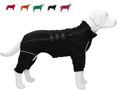 wasserdichte Hundejacke, leichte reflektierende Sicherheits-Hunderegenjacke, Winddichte und schneesichere Hundeweste für kleine, mittelgroße und große Hunde. Black 5XL