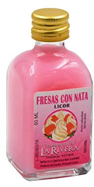 Lote de 20 Botellas de Licor Decorativas Modelo Frasca Sabores a Elegir. Regalos Originales. Licores y Complementos. Detalles para Bodas, Comuniones, Bautizos y Cumpleaños. CC (FRESAS CON NATA)