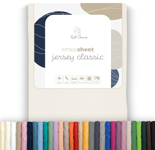 Soft Dream Spannbettlaken 140x200 cm Baumwolle Jersey | Naturfarben | Steghöhe 30 cm | 150 g/m² | gekämmte Baumwolle | OEKO-TEX Standard 100
