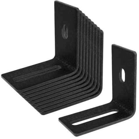 TSSS 10 Stück Winkelverbinder 90° mit Langloch, 70 x 70 x 40 mm, 3 mm –Verstellwinkel L-Form Halterung, Schwerlast Kohlenstoffstahl Halterungen