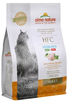 Almo Nature HFC Adult Sterilized - Trockennahrung für Katzen mit frischem Huhn ursprünglich Lebensmittelqualität und werden jetzt für Katzennahrung verwendet