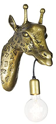 Qazqa Vintage Wandleuchte, Wandlampe - Wl-animal - Gold, max. 25W, Geeignet für LED, 14cm, Ideal als Küche lampe, Schlafzimmerlampe, Wohnzimmerlampe und Flur