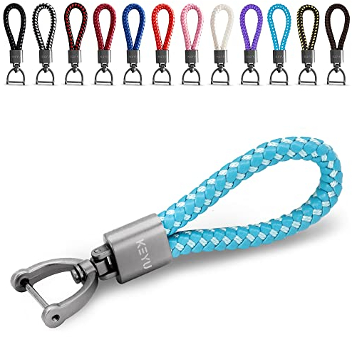 KEYU Schlüsselanhänger im maritimen Look mit Kordel für Damen & Herren | Schlüsselband | Autoschlüsselanhänger | Lanyard mit Karabiner (Türkis)