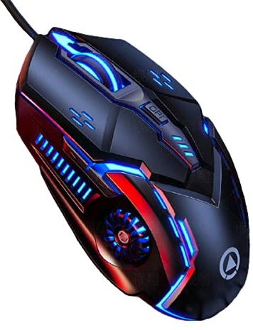 LJFLI Gaming Mice Gaming Mouse Wired with Side Buttons Mute Laser Mouse Luminous Gaming Gaming Machinery Computer Accessories,Black