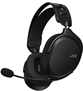 JVC Cuffie da gioco ultraleggere per un comfort superiore, connessione wireless a 2,4 GHz (bassa latenza 40 ms), unità driver da 40 mm, microfono e cavo rimovibili, design leggero - GG01W (nero)