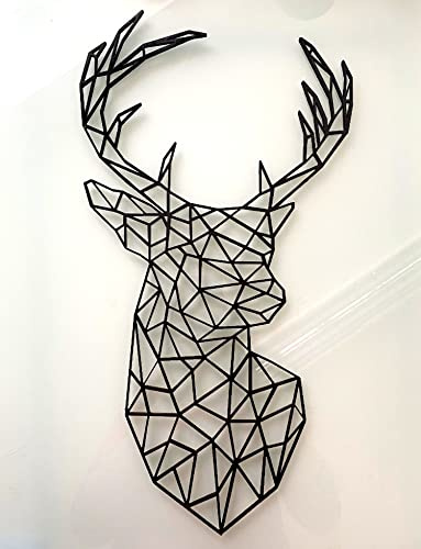 Pet-Jos GROSS Hirsch 70-100 cm Wanddeko Holz Hirschköpfe Deko Wanddekoration Deer Wooden Wall Decoration Wall Art Geometrische Wandkunst Hängende Dekoration (100 cm hoch)