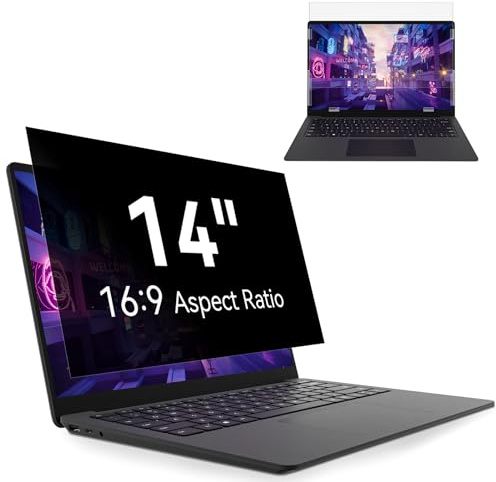 Protescreen Laptop Privacy Screen 14 Inch 16:9 Aspect, Anti Blue Light Glare Filter, Removable Filter for 14'' Laptop, Anti-Scratch Shield